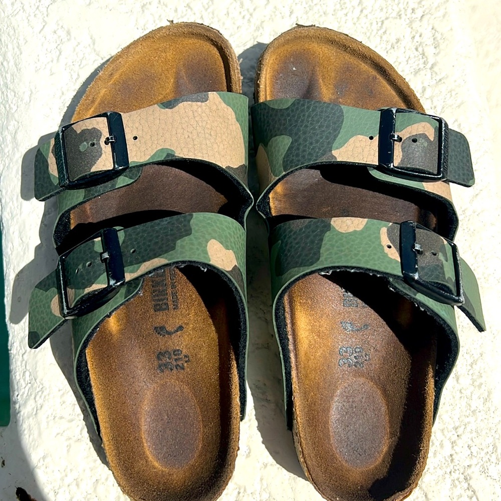 Birkenstock Sandals - Army Cameo, little kids Size 2. Great condition!